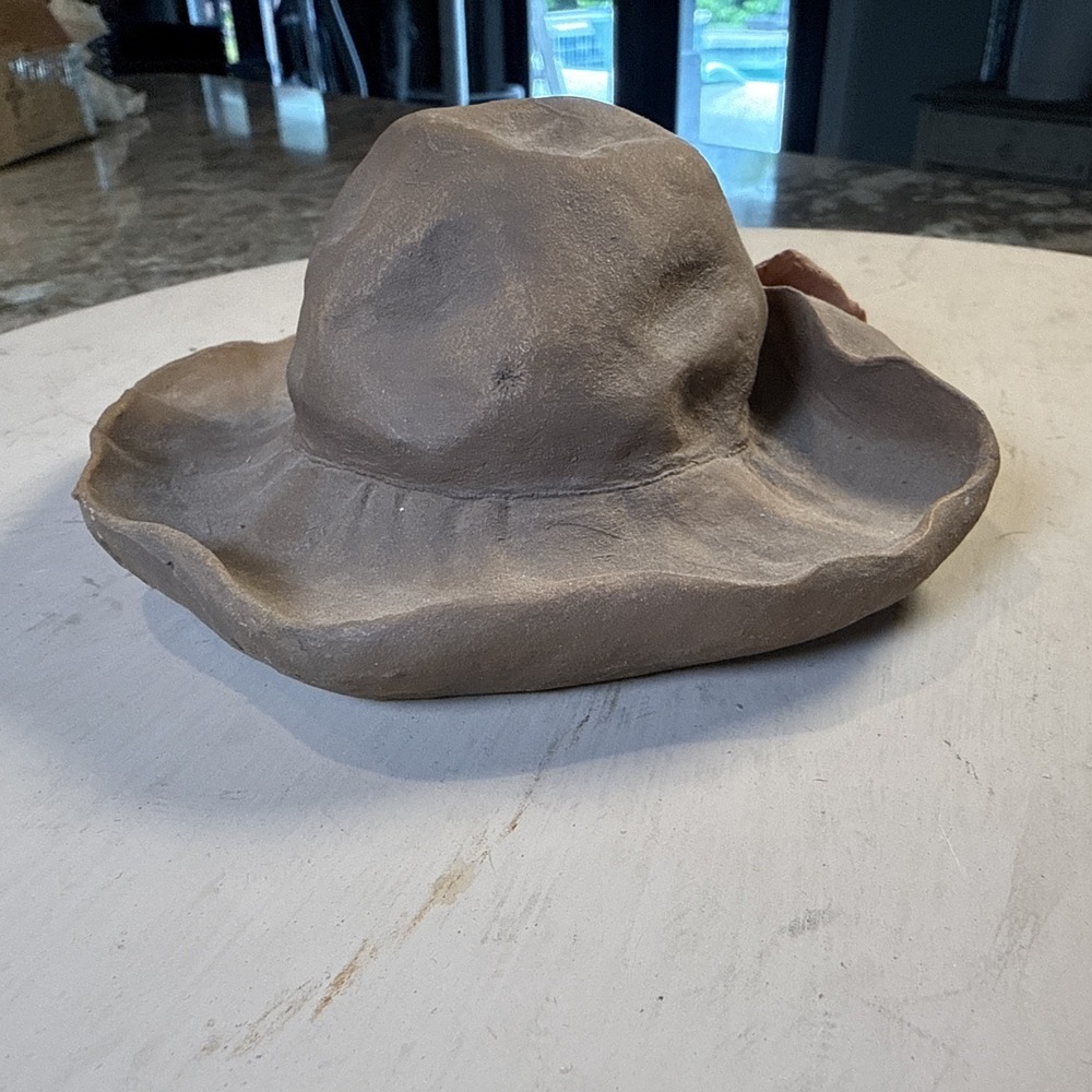 SS Sarna 5" Clay Decorative Hat Flower Gray Pottery Collectible - Picture 6 of 7